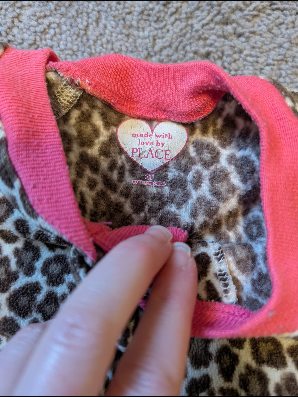 Place Leopard Print Toddler Onesie Footie Pajamas with Bright Pink Trim